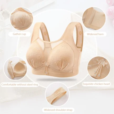 Plus Size Women Bandeau Bra Back Closure Brassiere Wirefree Bralette Full Cup Everyday Floral Bras Active Bras NEW - Image 3