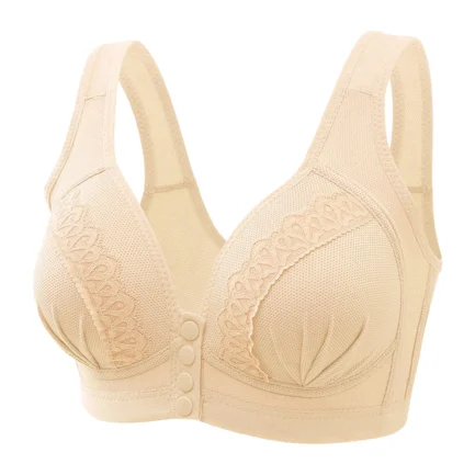 Women Front Button Lace Bras Shaping Cup Shoulder Strap Large Size Underwire V Neck Sexy Bra Soft Comfortable Underwear Push Up - Image 12