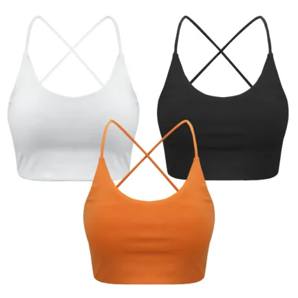 3 PCS Sports Bra for Women, Summer Criss Cross Bra Removable Padded Seamless Medium Support Yoga Bra for Workout Fitness - Image 7