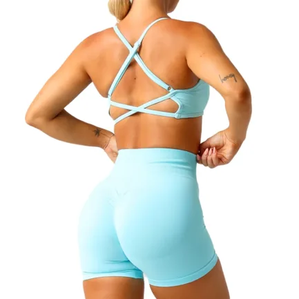 2Pieces TKITK Dynamic Backless Sports Bra Seamless Spandex Woman Fitness Elastic Breathable Enhancement Leisure Sports Underwear - Image 44