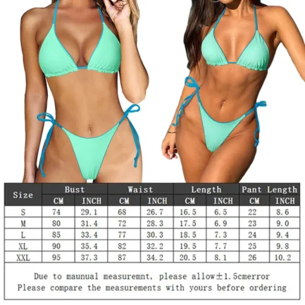 Women Panties Bras Swimsuit Solid Color Low Waist Swimwear Suit Underwear Triangle Bikini Set Female Split Swim Outfits - Image 10