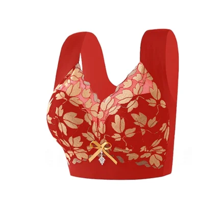 Women Seamless Sports Bras Large Lace Embroidery Comfortable Sexy Gathering Bra Female Anti-Sagging Small Chest Push Up Lingerie