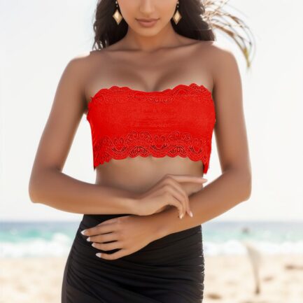 Womens One Word Wrap Chest Lace Underwear Womens No Steel Ring Full Cup Anti Slip Small Breasts Gathered Breathable Lady Bra - Image 14
