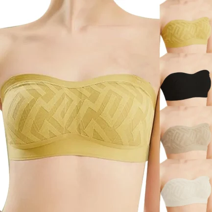 Women's Solid Color Strapless Bra Enhanced Bust Appearance Non Slip Thin Bandeau Push Up Bra Breast Gathering Lingerie - Image 5