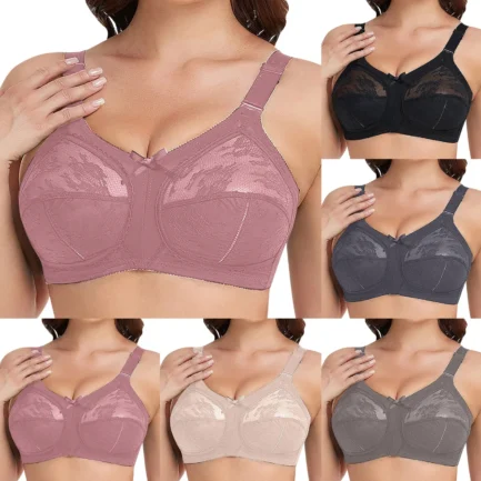 Women'S Plus Size Breathable Bra Lace Full Coverage Firm Hold Non Padded Non Wired Lingerie Breathable Sport Underwear For Women - Image 9