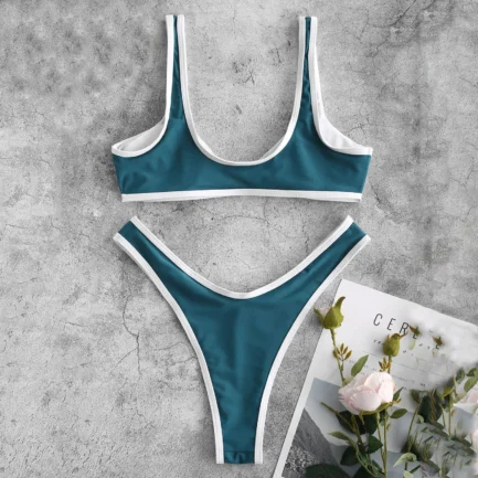 Women' Swimsuits Two Piece Push Up Bra Swimwear Women 2024 Sexy Solid Color Bikini Set G-String T Back Thong Triangle Panty - Image 13