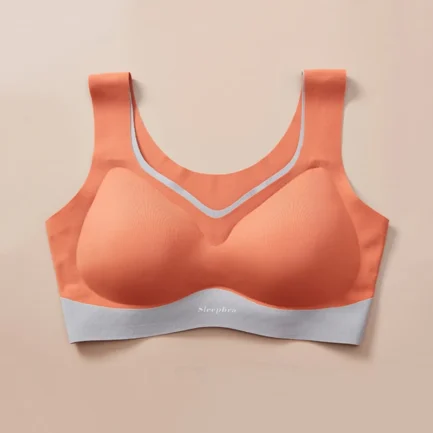 Elegant Seamless Latex Gathering Bra For Women Ice Silk Color Contrast Soft Breathable Underwear Anti-Slip Smooth Daily Bra - Image 14