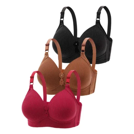 Large Bra 3PC Women's Sexy No Steel Ring Large And Thin Breathable Underwear Gather Comfortable Bra - Image 10