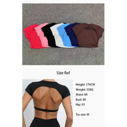 Hearuisavy Sports Shirts Breathable Workout Tops Fitness Sportswear Female Backless Yoga Clothing Sport Crop Tops Women Gym Top - Image 6