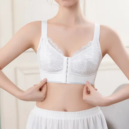 Plus Size Bras Women Full Cup Thin Underwear Front Button Closure Wireless Sports Lace Big Size Bra Underwire Brassiere Top Vest - Image 3