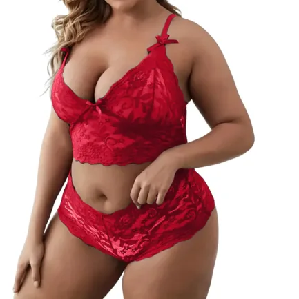 Plus Size Lingeries Set For Women Sexy Lace Halter Bralette High Waist Panty Set Chemise Sexy Nightgowns Women Erotic Underwear - Image 11