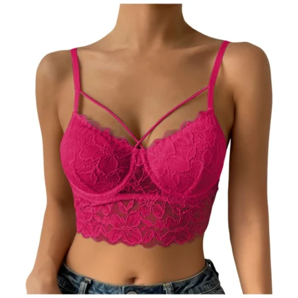 Women's Sexy Lace Bras Plus Size Backless Underwear Bras Push Up Crop Tops Hollow Out Bralette Summer Lace Tank Top Intimates - Image 8