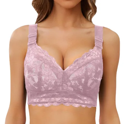 Sexy Lace Solid Color Convertible Straps Back Closure Seamless Underwear Large Size One-piece Gather Sport Sleep Beauty Back Bra - Image 9