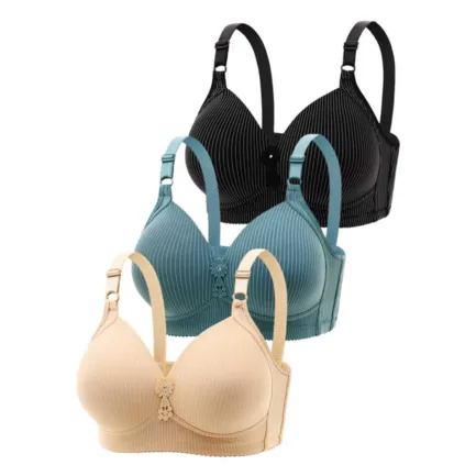 Large Bra 3PC Women's Sexy No Steel Ring Large And Thin Breathable Underwear Gather Comfortable Bra - Image 9