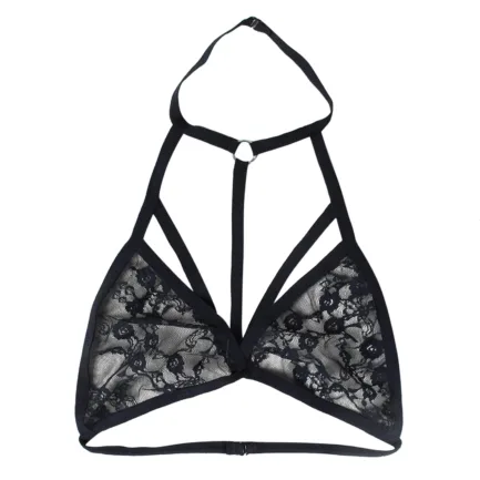 Lingerie For Ladies Lace Halter Neck Criss Cross Back Lace Bra Deep V Scalloped Strappy Bralette Lenceria Sexys Para Mujer Fina - Image 8