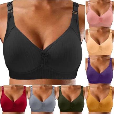 Middle Aged And Elderly Womens Large Size Underwear Without Steel Ring Ladies Underwear Bra Cotton Everyday Lingerie Push Up - Image 7