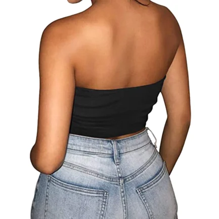 Women Sexy Solid Color Crop Bandage Top Strapless Bandeau Tube Top Sleeveless Backless Non-Slip Women Underwear Cami Vest - Image 5