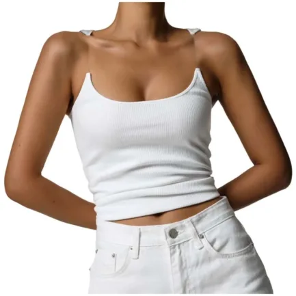 Women'S Solid Color Patchwork Seamless Camisole Tank Top With Built In Bra Pad Ribbed Knit Sleeveless T Shirt Top Inner Vest - Image 8