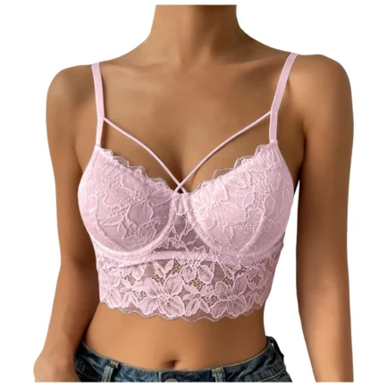 Women's Sexy Lace Bras Plus Size Backless Underwear Bras Push Up Crop Tops Hollow Out Bralette Summer Lace Tank Top Intimates - Image 15