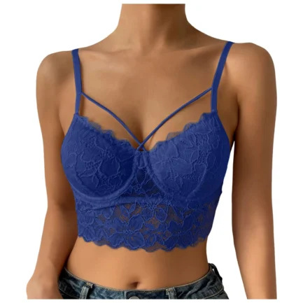 Women's Sexy Lace Bras Plus Size Backless Underwear Bras Push Up Crop Tops Hollow Out Bralette Summer Lace Tank Top Intimates - Image 9
