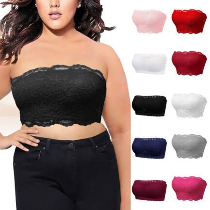 Ladies Sexy Chest Wrapping Bra Women Plus Size Seamless Lace Underwear Women Strapless Solid Color Briefs Sexy Lingeries трусы - Image 19