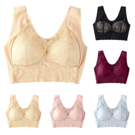 Women Lace Bra Camisole Underwear Bue Breathable V Neck Gather Up Soft Comfortabl Casual Soft And Comfortable No Underwire Bra - Image 14