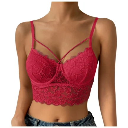 Women's Sexy Lace Bras Plus Size Backless Underwear Bras Push Up Crop Tops Hollow Out Bralette Summer Lace Tank Top Intimates - Image 14