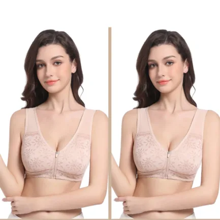 High End Push Up Bras For Women Women's Comfort Jacquard Zipper Wireless Breathable Sleep Bra Female Widened Strap Underwear - Image 14
