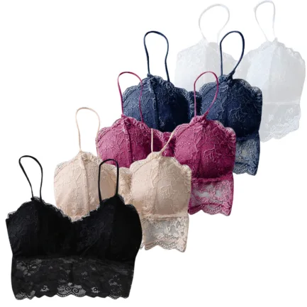 Summer Women Lace Bralette Sexy Top Sleeveless Solid Tops Unpadded Bralette Bra Bustier Back Cross Strap Crop Tank S-2XL - Image 9