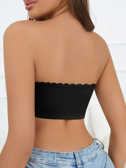 Women's Half Cup Ultra Thin Silicone Non-slip Underwear Seamless Strapless Wave Edge Tube Top Bra Off-the-shoulder Dress Linger - Image 2