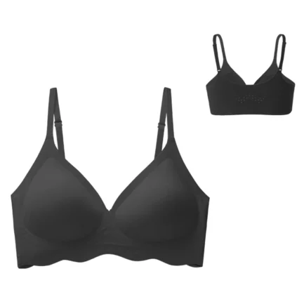 Sexy Deep V Neck Thin Strap Bras Womens Seamless Push Up Full-Coverage Bras Soft Support Underwear Bralette without Steel Ring - Image 3