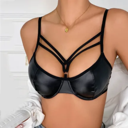 Faux Leather Bralette Bras Cropped Tops Sexy Lingerie Wetlook Latex Push Up Rave Party Pole Dance Clubwear Bralette Underwear - Image 10