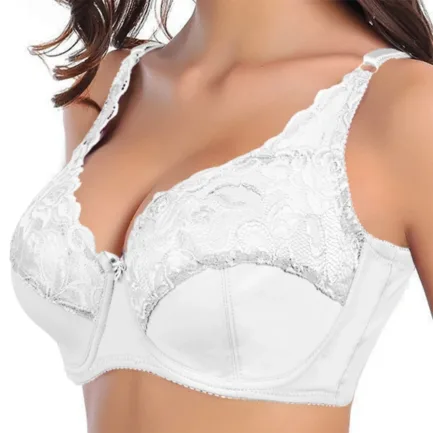 Plus Size Women Scalloped Lace Bra Embroidery Floral Bralette Underwire Minimizer Bras 3/4 Cups Bra Non-Padded Push up Brassiere - Image 12