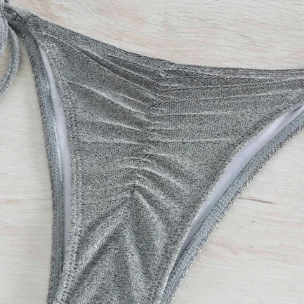 Swimwear For Women 2024 Plus Size Silver Silk Fabric Sexy Triangle Split Bikini Swimsuit For Women Trajes De BañO Mujer - Image 10