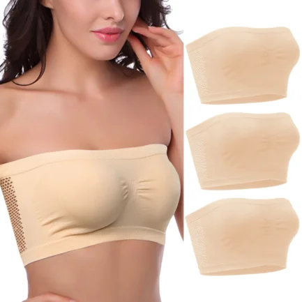 Sleep & Lounge Bras 3 Pieces Womens Non Padded Bandeau Sprots Bra Strapless Convertible Bralettes Basic Layer Top ملابس داخلية - Image 10