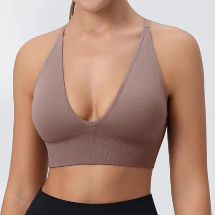 Deep V Neck Sports Bra Padded Adjustable Thin Strap Fitness Yoga Bras Plus Size Bra Gym Push Up Underwear Workout Fitness Vest - Image 14