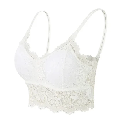 Women Vest Hot Bra Seamless Bras Lingerie Sexy V Neck Underwear Lace Panel No Steel Ring Bras Female Corset Sling Bralette Ropa - Image 2