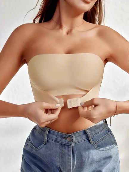 Women's Strapless No Padding Seamless Front Button Bra Comfortable Smooth Underwear - Image 8
