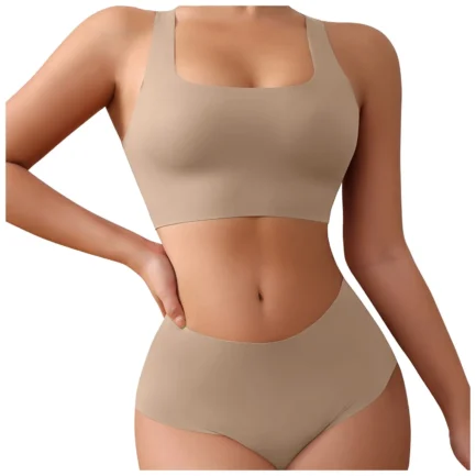 Vest Style Women'S Underwear Set Large Size Sports No Underwire Upper Bracket Gathering Removable Pad Women'S Bra Boxe4 Briefs - Image 8