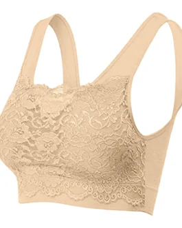 Sports Bras for Women Lace Embroidered Push Up Full Figure Bras Lightly Lined No Underwire Bralette Seamless Padded Wireless Bra