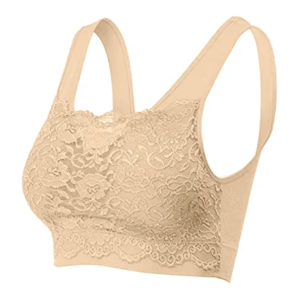 Sports Bras for Women Lace Embroidered Push Up Full Figure Bras Lightly Lined No Underwire Bralette Seamless Padded Wireless Bra