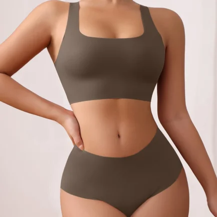 Vest Style Women'S Underwear Set Large Size Sports No Underwire Upper Bracket Gathering Removable Pad Women'S Bra Boxe4 Briefs - Image 13