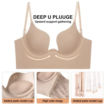 Sexy Women Lingerie U Backless Bras Deep U Low Cut Push Up Bra Brassiere Female Breathable Bralette Invisible Bra Underwear - Image 6