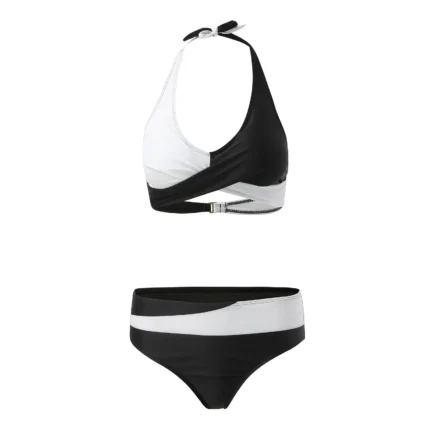 Women Split Swimwear Block Color Prints Swimsuit Ladies Push Up Padded Bra and Low Waist Triangle Panty Two Piece Swimwear - Image 9