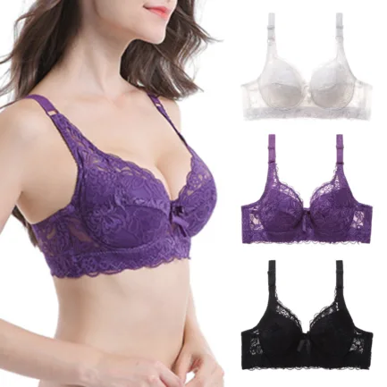 Lace Bra Large Size Ladies Underwear Breathable Comfortable push Up Bra with Wire Bow Bra Top Women Underwear - Image 7