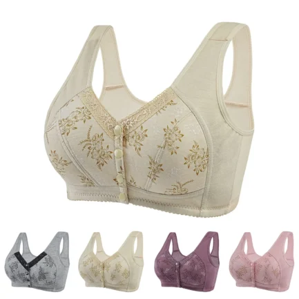 Women's Front Buckle Bras Without Steel Ring Push Up Lingerie Brassiere Seamless Gathered Underwear Large Size Sleep Sports Bra - Image 7