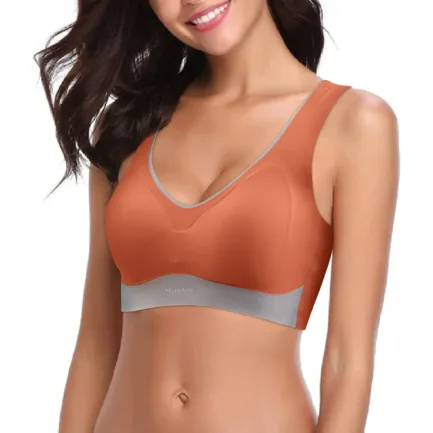 Large Size Traceless Womens Bra Comfortable Without Underwire Underwear Solid Color Gathering Shockproof Running Sport Bralette - Image 3