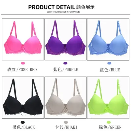 2024 New Sexy Push Up Bra For Women Pink Blace Blue Green Khaki Purple Brassiere BCDE Cup Underwear Underwire Plus Size Lingerie - Image 8