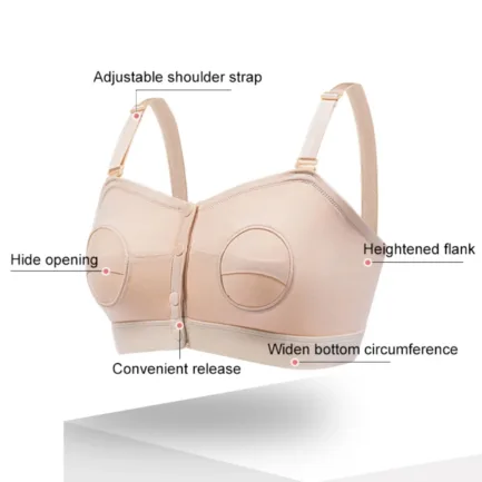 Women's Front Buckle Pregnant Nursing Bra With Breast Pad Hands-free Pumping Hide Opening Sucking Mouth Breastfeeding Underwear - Image 16