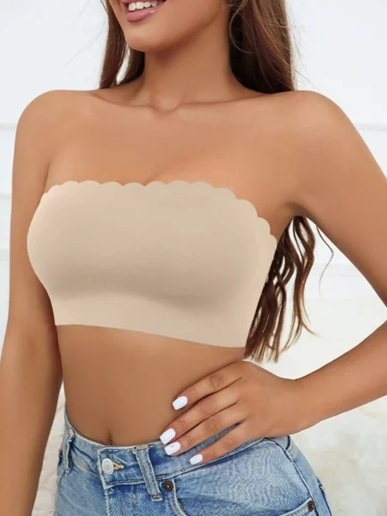 Women's Half Cup Ultra Thin Silicone Non-slip Underwear Seamless Strapless Wave Edge Tube Top Bra Off-the-shoulder Dress Linger - Image 16